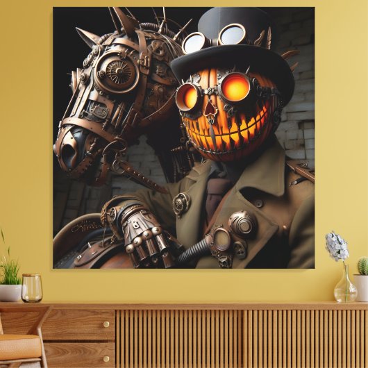 Halloween Steampunk Jack-O-Lantern Horseman Leinwanddruck (Insitu (Wohnzimmer))