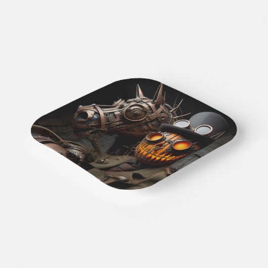 Halloween Steampunk Jack-O-Lantern Horseman Pappteller (Gewinkelt)