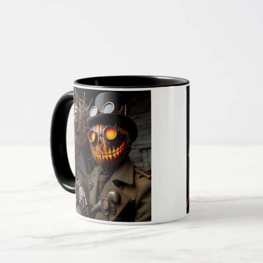 Halloween Steampunk Jack-O-Lantern Horseman Tasse (Vorderseite Links)