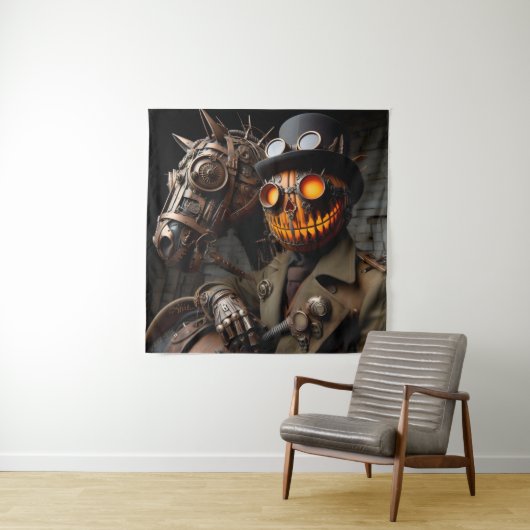 Halloween Steampunk Jack-O-Lantern Horseman Wandteppich (Beispiel)