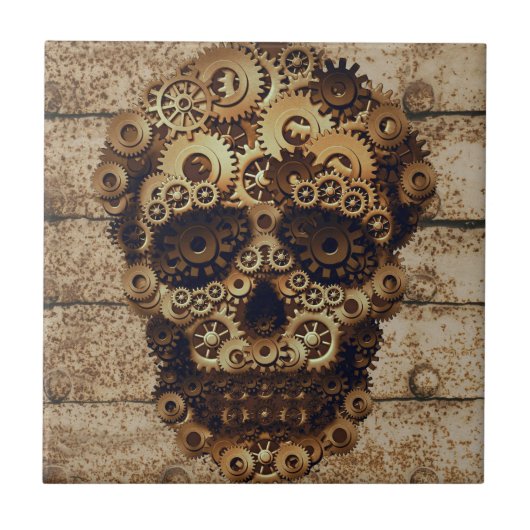 Halloween Steampunk Keramik Tile Fliese (Vorderseite)
