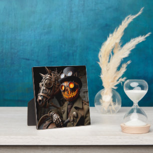 Halloween-Steampunk-Kürbislaterne Reiter Fotoplatte