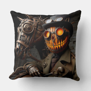 Halloween-Steampunk-Kürbislaterne Reiter Kissen