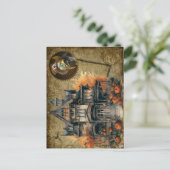 Halloween Steampunk Postcard Postkarte (Stehend Vorderseite)