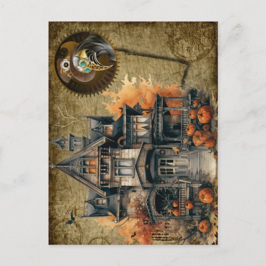 Halloween Steampunk Postcard Postkarte (Vorderseite)