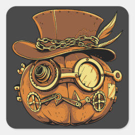Halloween steampunk pumpkin quadratischer aufkleber