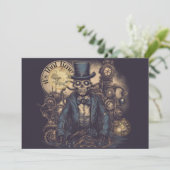 Halloween Steampunk Skeleton Einladung (Stehend Vorderseite)