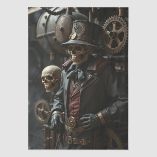 Halloween Steampunk Skeleton Seidenpapier (Vorderseite)