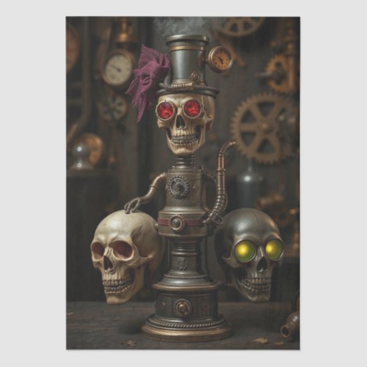 Halloween Steampunk Skeleton Seidenpapier (Vorderseite)
