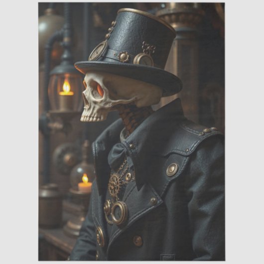 Halloween Steampunk Skeleton Seidenpapier (Vorderseite)