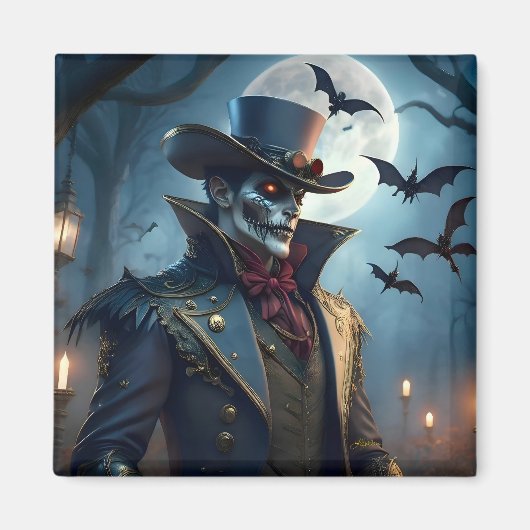 Halloween Steampunk Southern Gentleman Zombie Magnet (Vorne)