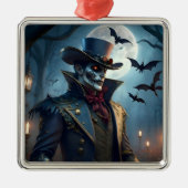 Halloween Steampunk Southern Gentleman Zombie Ornament Aus Metall (Vorne)
