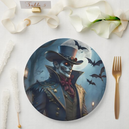 Halloween Steampunk Southern Gentleman Zombie Pappteller (Hochzeit)