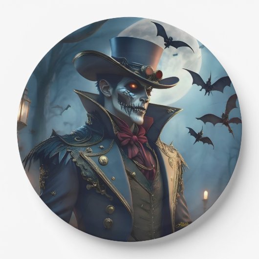 Halloween Steampunk Southern Gentleman Zombie Pappteller (Vorderseite)