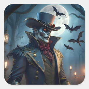 Halloween Steampunk Southern Gentleman Zombie Quadratischer Aufkleber