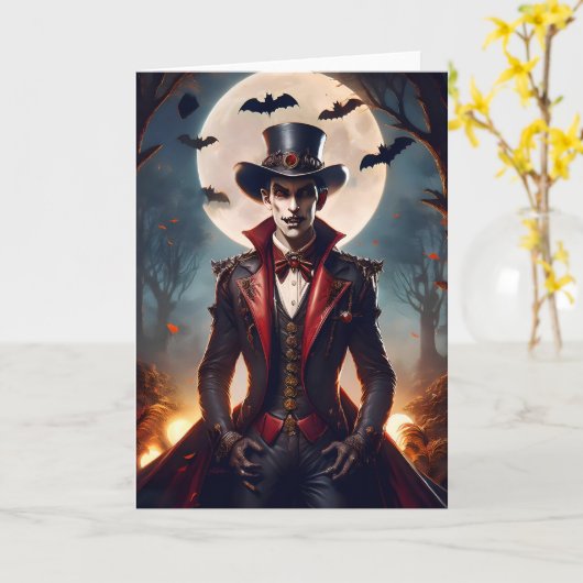 Halloween Steampunk Vampire Zombie Karte (Gelbe Blume)