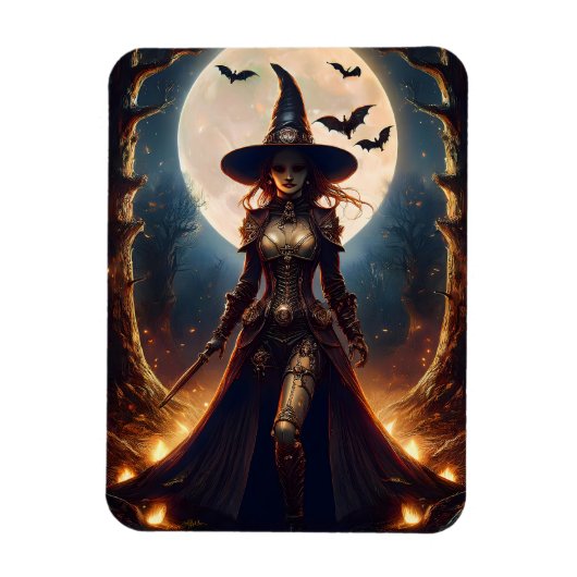 Halloween-Steampunk-Waldhexe Magnet (Vertikal)