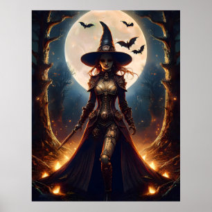 Halloween Steampunk Waldhexe Poster