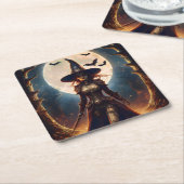 Halloween-Steampunk-Waldhexe Rechteckiger Pappuntersetzer (angewinkelt)