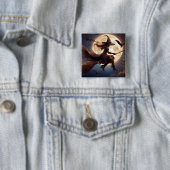 Halloween Steampunk Witch Moonlight Flight Button (Beispiel)