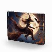 Halloween Steampunk Witch Moonlight Flight Fotoblock (Rechts)