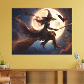 Halloween Steampunk Witch Moonlight Flight Leinwanddruck (Insitu (Wohnzimmer))