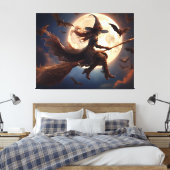 Halloween Steampunk Witch Moonlight Flight Leinwanddruck (Insitu (Schlafzimmer))