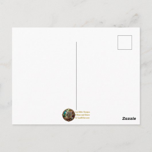 Halloween Steampunk Witch Moonlight Flight Postkarte (Rückseite)