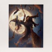 Halloween Steampunk Witch Moonlight Flight Puzzle (Vertikal)