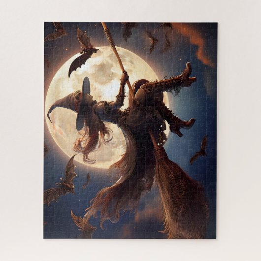 Halloween Steampunk Witch Moonlight Flight Puzzle (Vertikal)