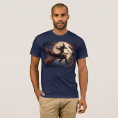 Halloween Steampunk Witch Moonlight Flight T-Shirt (Vorne ganz)