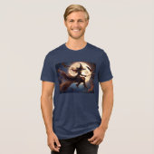 Halloween Steampunk Witch Moonlight Flight Tri-Blend Shirt (Vorderseite voll)