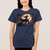 Halloween Steampunk Witch Moonlight Flight Tri-Blend Shirt (Vorderseite)