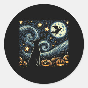 Halloween Sternenkunst Nachthimmel Kunst Hund Kürb Runder Aufkleber