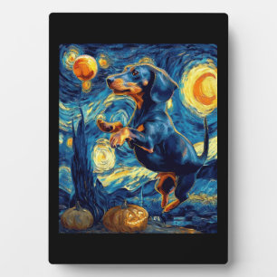 Halloween Sternennacht Welpe Dachshund Fotoplatte