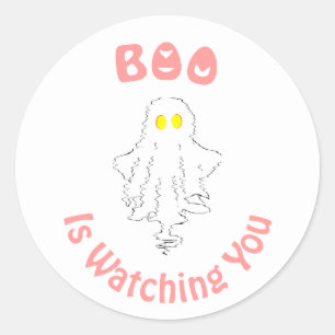 Halloween-Sticker Boo beobachtet dich Runder Aufkleber