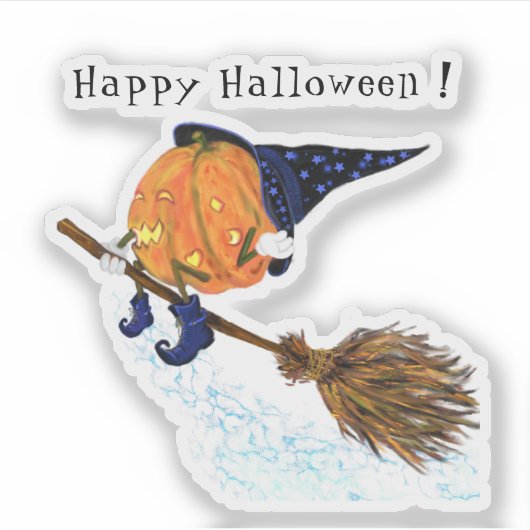 Halloween Sticker Hexenkürbis (Vorderseite)