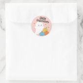 Halloween-Sticker mit rosa Geist und Bonbons Runder Aufkleber (Tasche)