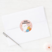 Halloween-Sticker mit rosa Geist und Bonbons Runder Aufkleber (Umschlag)