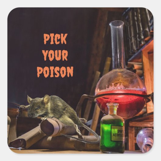 Halloween-Sticker, nimm dein Gift. Quadratischer Aufkleber (Vorderseite)