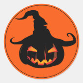 Halloween Stickers-Hexenkürbis Runder Aufkleber (Vorderseite)