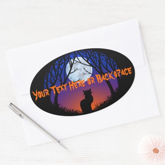 Halloween Stickers Personalisiert Spooky Cat Stick (Umschlag)