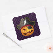 Halloween Stickers-Pirate Pumpkin Quadratischer Aufkleber (Umschlag)