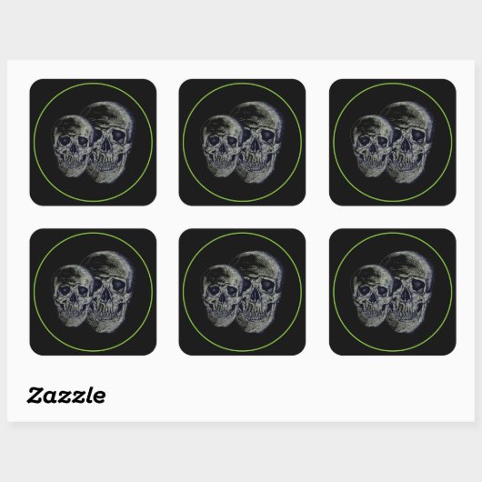 Halloween Stickers-Skulls Quadratischer Aufkleber (Blatt)