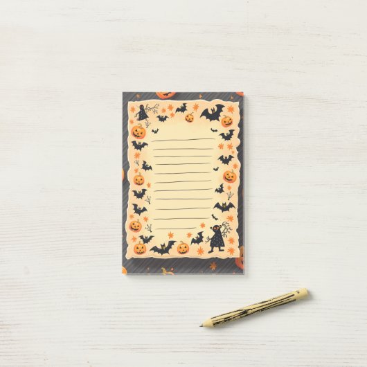 Halloween Sticky Notes mit lustigen Pumpkins und G Post-it Klebezettel (Auf Schreibtisch)