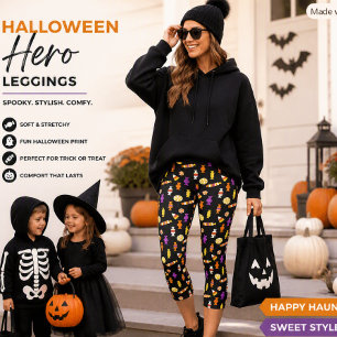 Halloween-Stil Candy-Muster auf Schwarz Capri Leggings