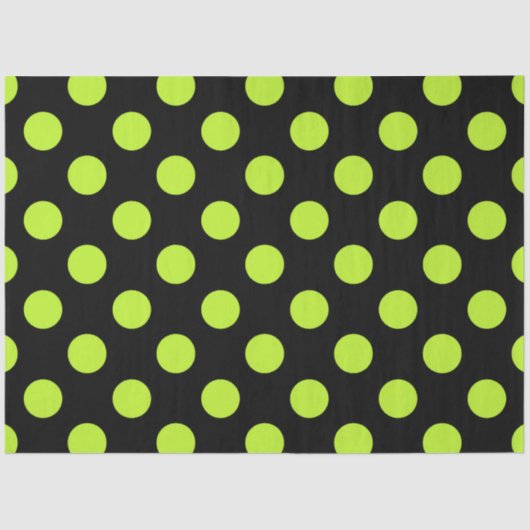Halloween-Stil | Peridot Green and Black Dots Seidenpapier (Vorderseite)