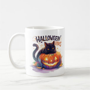 Halloween Stimmung – Leuchtende Kürbiskatze Kaffeetasse