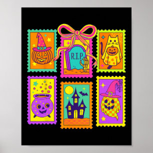 Halloween-Stimmung Stempel Coquette-Schleife Kürbi Poster