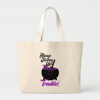 Halloween Stirring Up Trouble Cauldron Slogan Jumbo Stoffbeutel